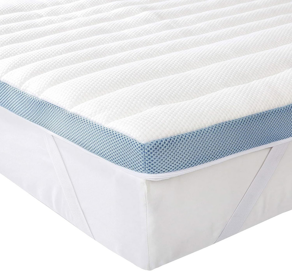 Memory foam mattress topper with straps