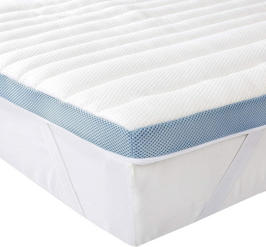 Memory foam mattress topper with straps