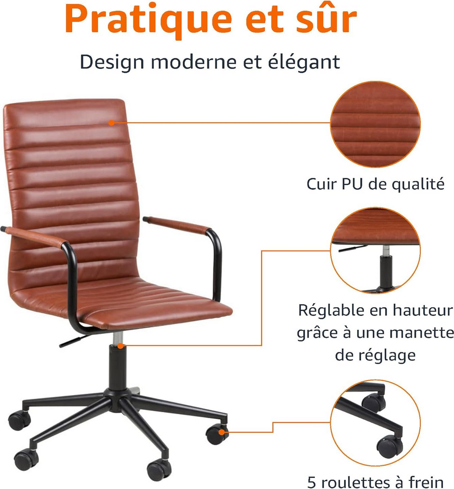 Chaise de bureau en cuir