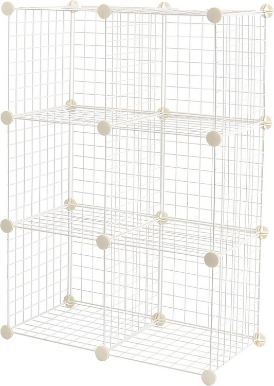 Stackable wire mesh shelves consisting of 6 cubes