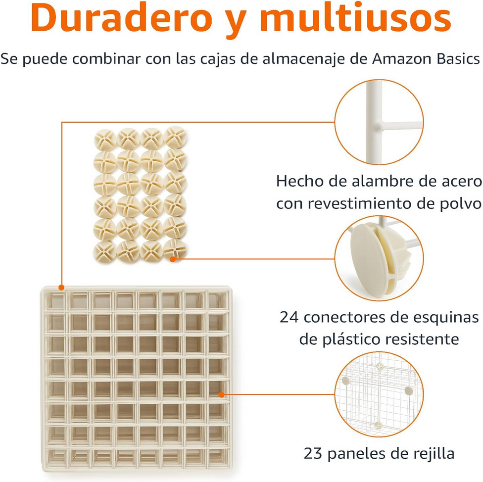 Estantes apilables de rejilla de alambre compuestos por 6 cubos