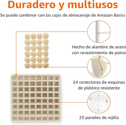 Estantes apilables de rejilla de alambre compuestos por 6 cubos